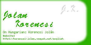 jolan korencsi business card